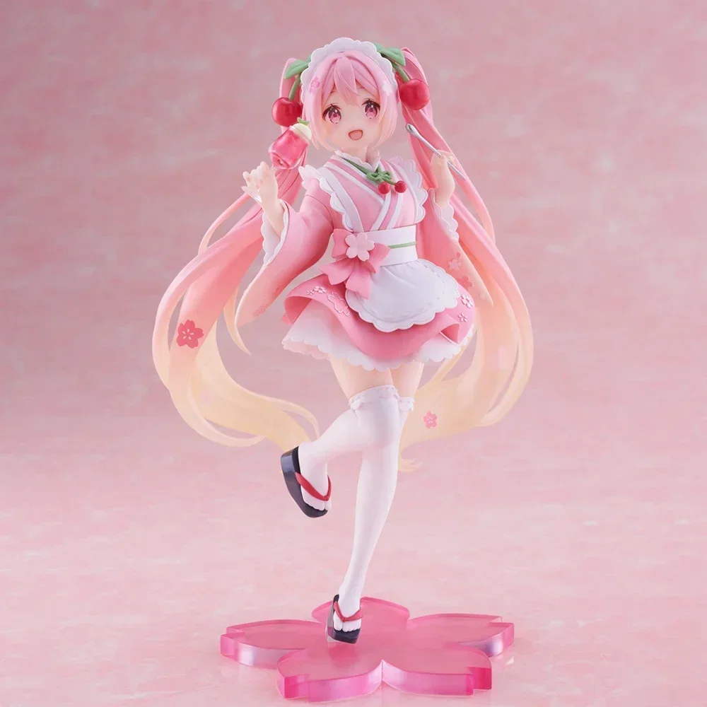 Original Taito Coreful Hatsune Miku Figure Sakura Wafuu Kissa Ver. Maid Anime Figurine Model Collectible Toys Kawaii Gift 18cm