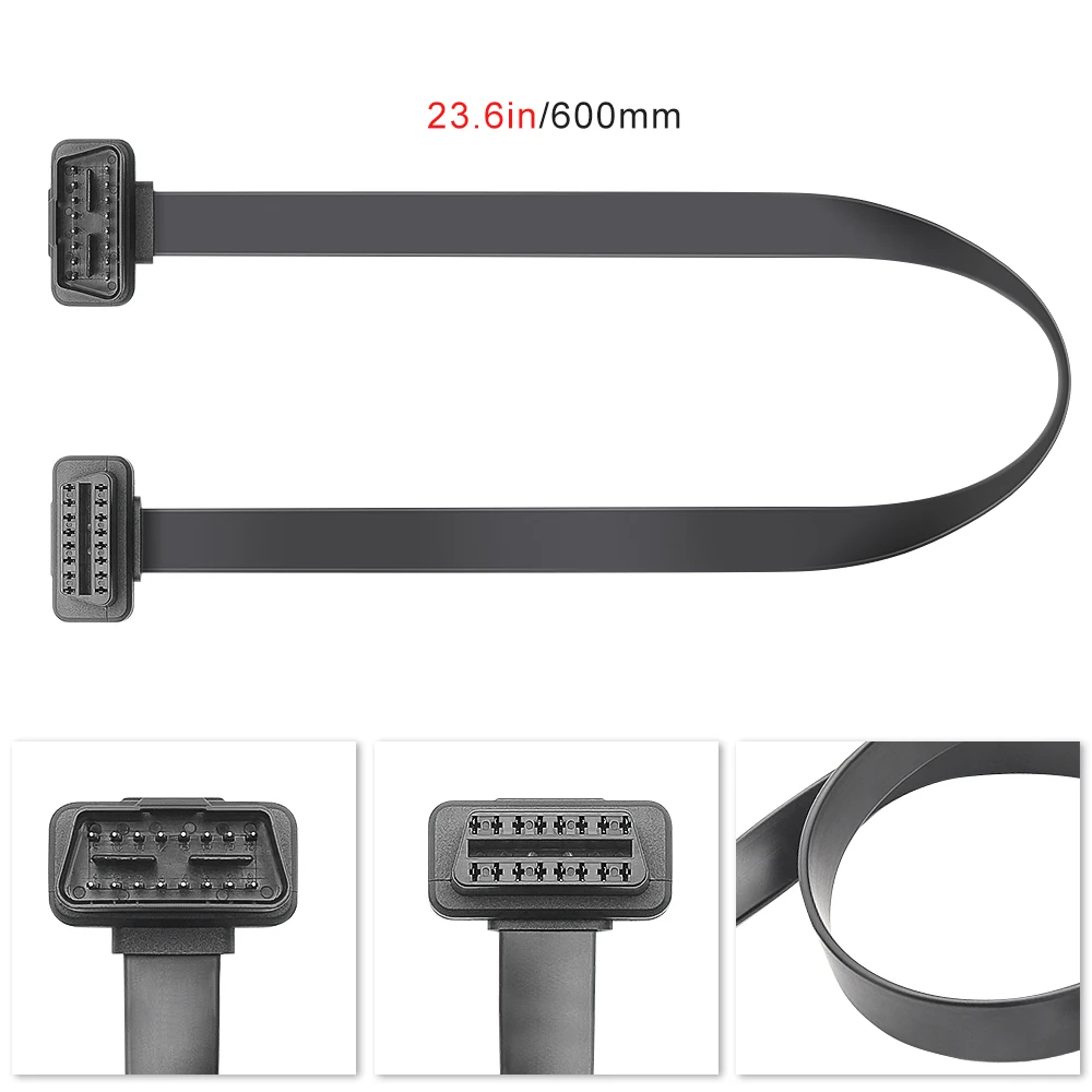 Flat Thin 16 Pin OBD2 Extension Cable Male to Female for Car Scanner Diagnostic Tool ELM327 OBD 2 Extension Cable Connector