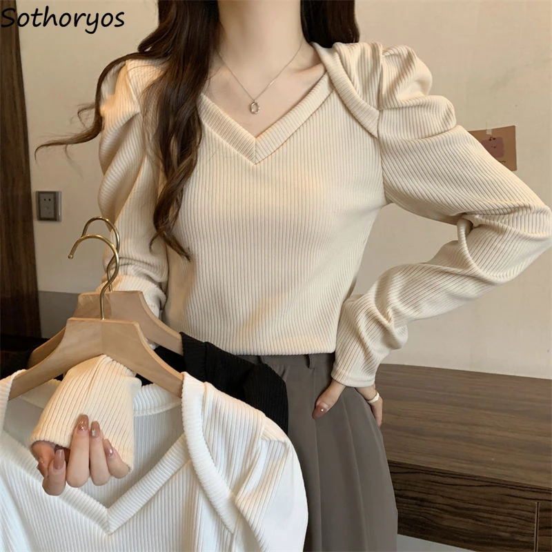 M-4XL Pullovers Women Solid Simple Elegant Korean Style Basics Leisure All-match Daily Creativity Ladies Spring Special Charming