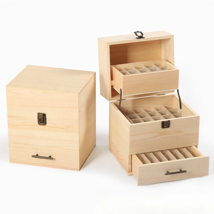 Essential oil box storage Three-layer essential oil box 59-grid storage Layered storage Wooden essential oil tank