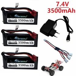 Battery For Wltoys 144001 2s 7.4 V 3500mAh rechargable Lipo battery and a Charger for Wltoys 1/14 RC car boat Lipo battery