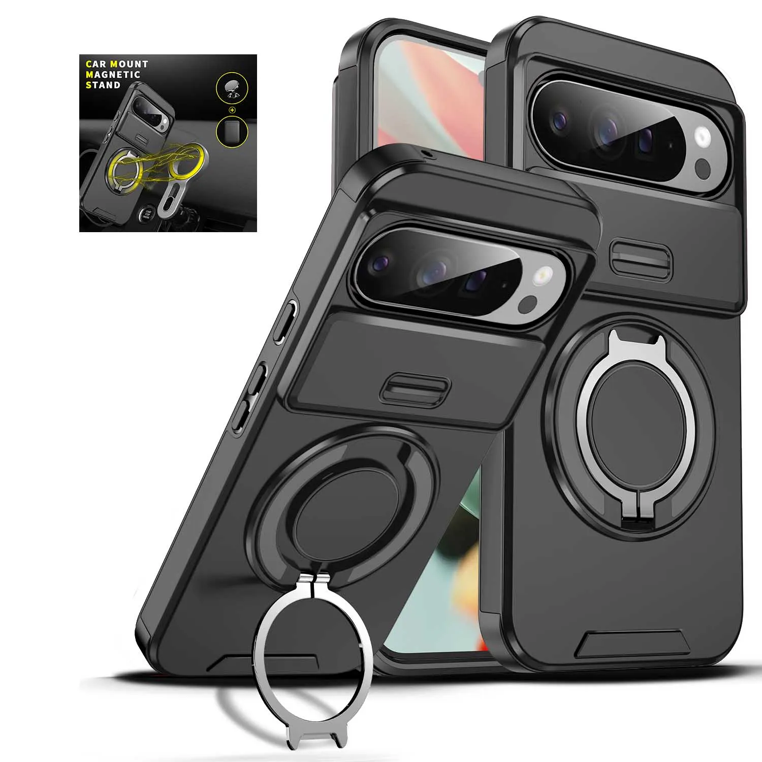 Para Google Pixel 10 9 Pro XL funda de teléfono con soporte magnético para Google Pixel 10 9 8 7 Pro 9A 8A ventana corredera funda de teléfono anticaída