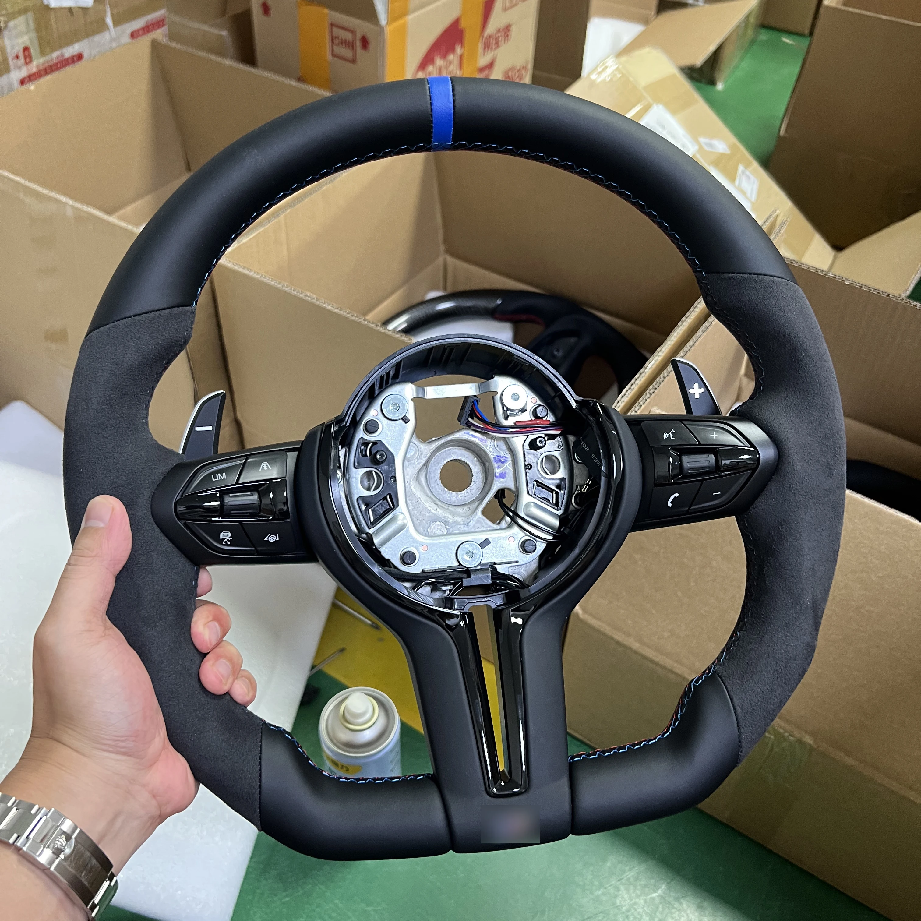 OEM عجلة القيادة ترقية ل F10 F20 F80 F90 F13 E46 M3 E90 E92 E87 E82 E88 F30 M5 الرياضة مخصص D شكل الجلود فولان #6