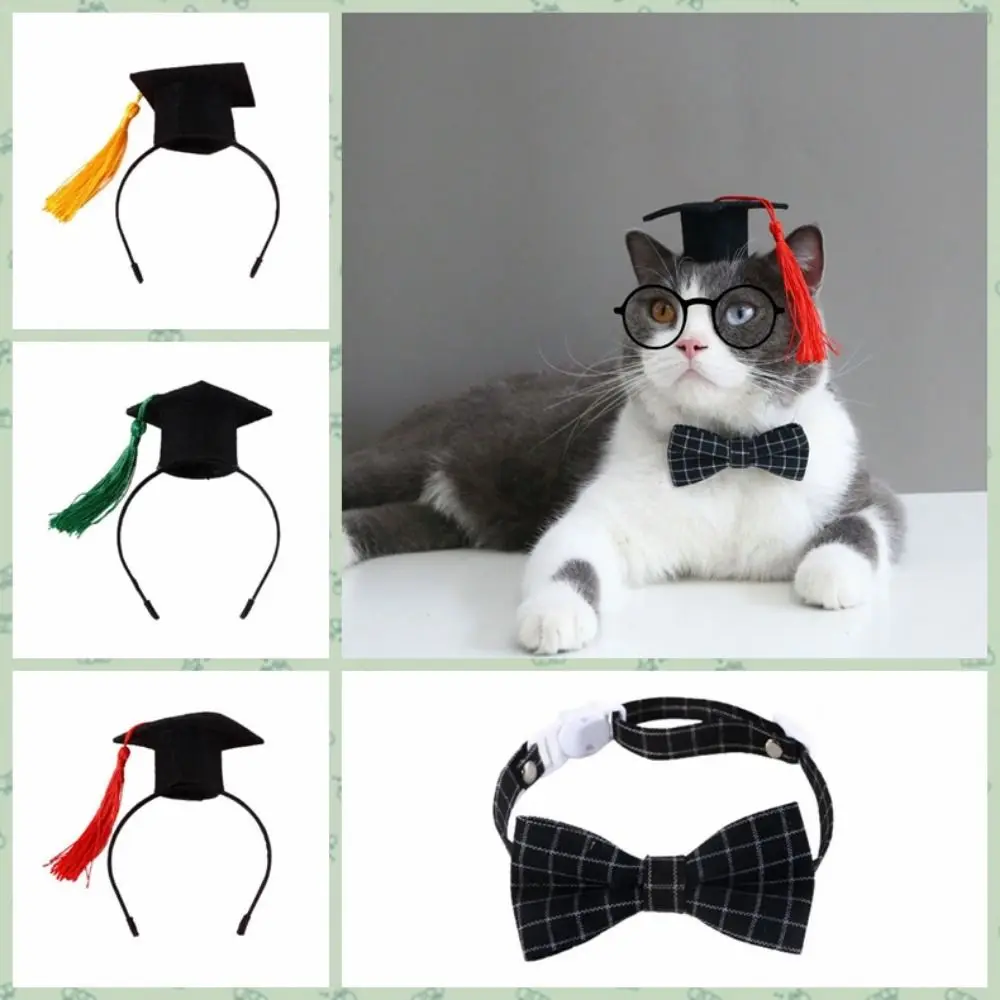 

Cat Degree Hat With Tassel Cat Graduation Cap Elastic Felt Dog Dr. Hat Adjustable Dog Degree Hat Photograph