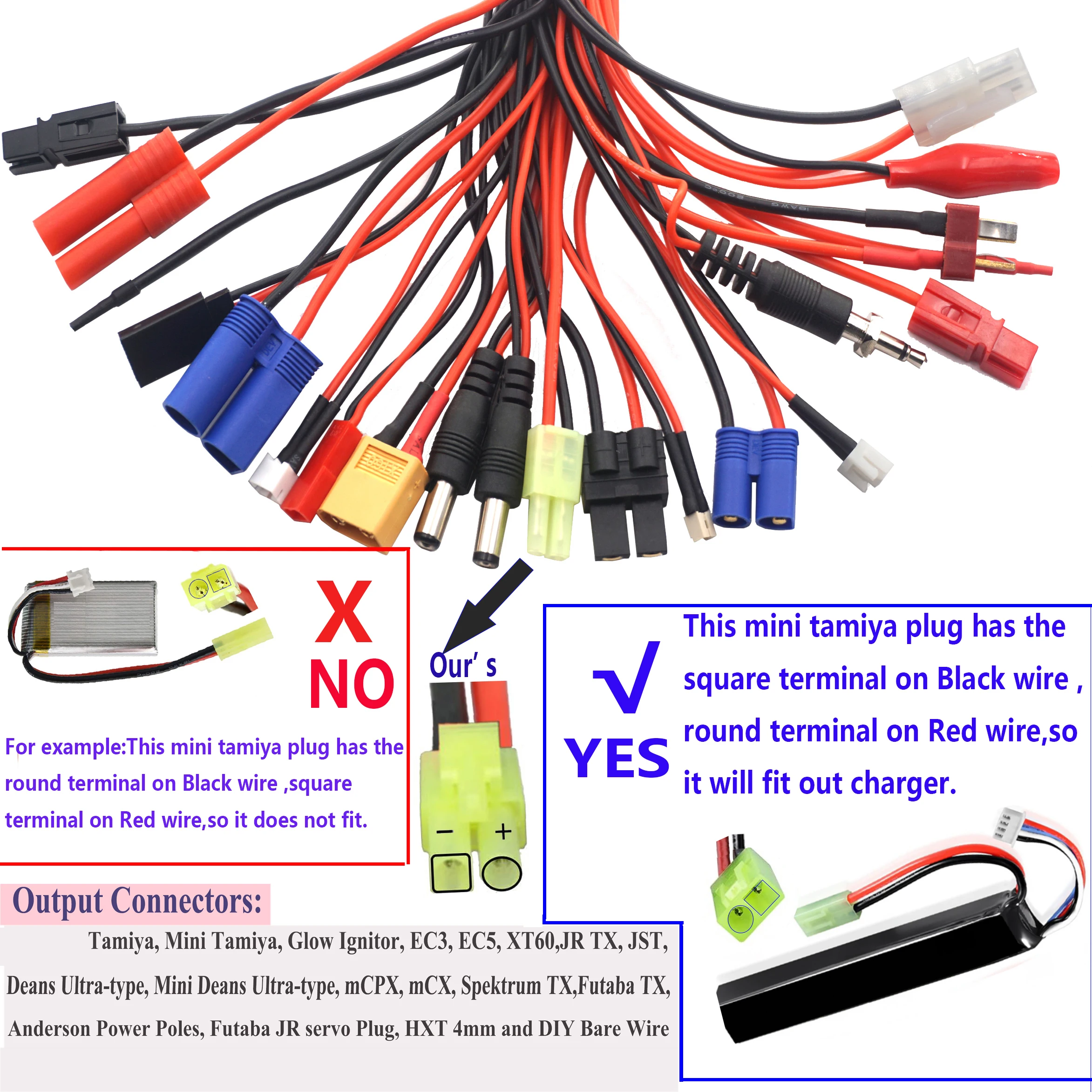 19 in 1 RC Lipo Battery Multi Charger Adapter Lead Cable Converter Replacement for Traxxas Tamiya RC Car Lipo Battery Charger