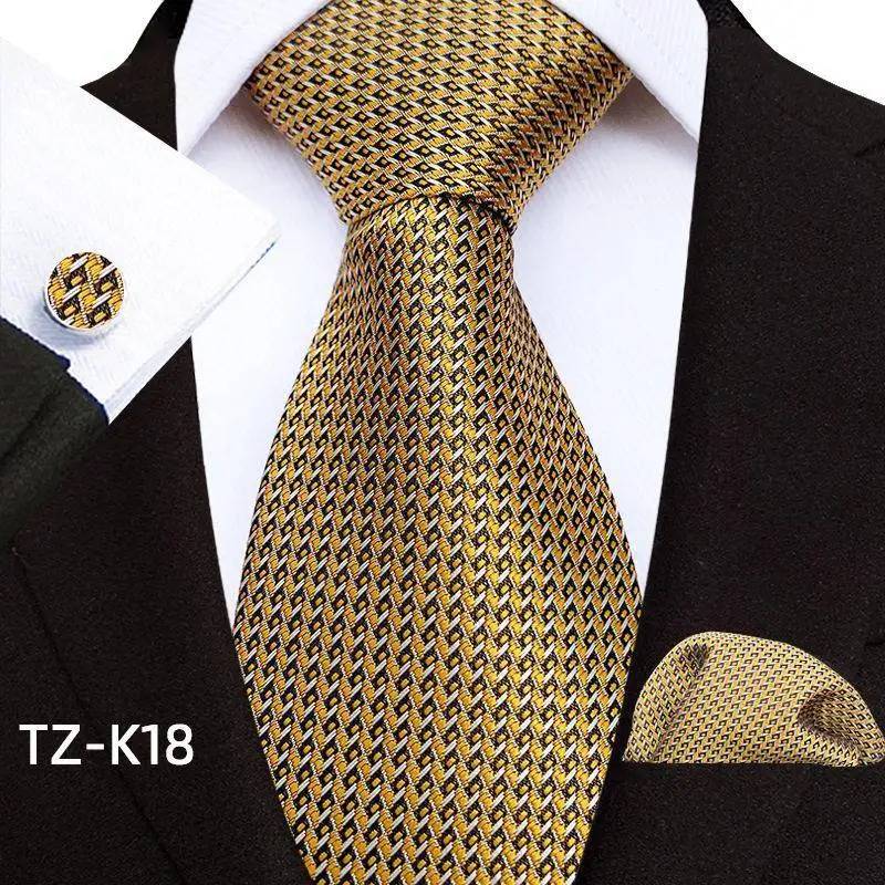 Fashionable Business Casual Handmade Tie Square Scarf Cufflinks Formal Tie for Men Autumn Color Brand Stripe Pattern
