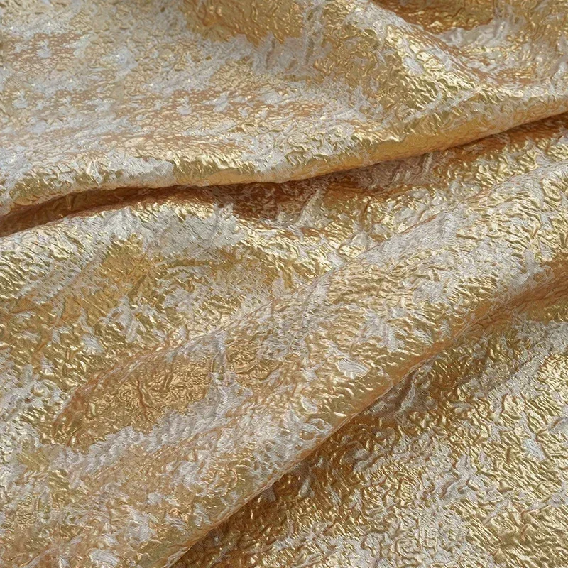 45cmx150cm Gold Silk Pleated Jacquard Brocade Fabric DIY Women's Clothing Dress Bag Decorative Sewing Accessories