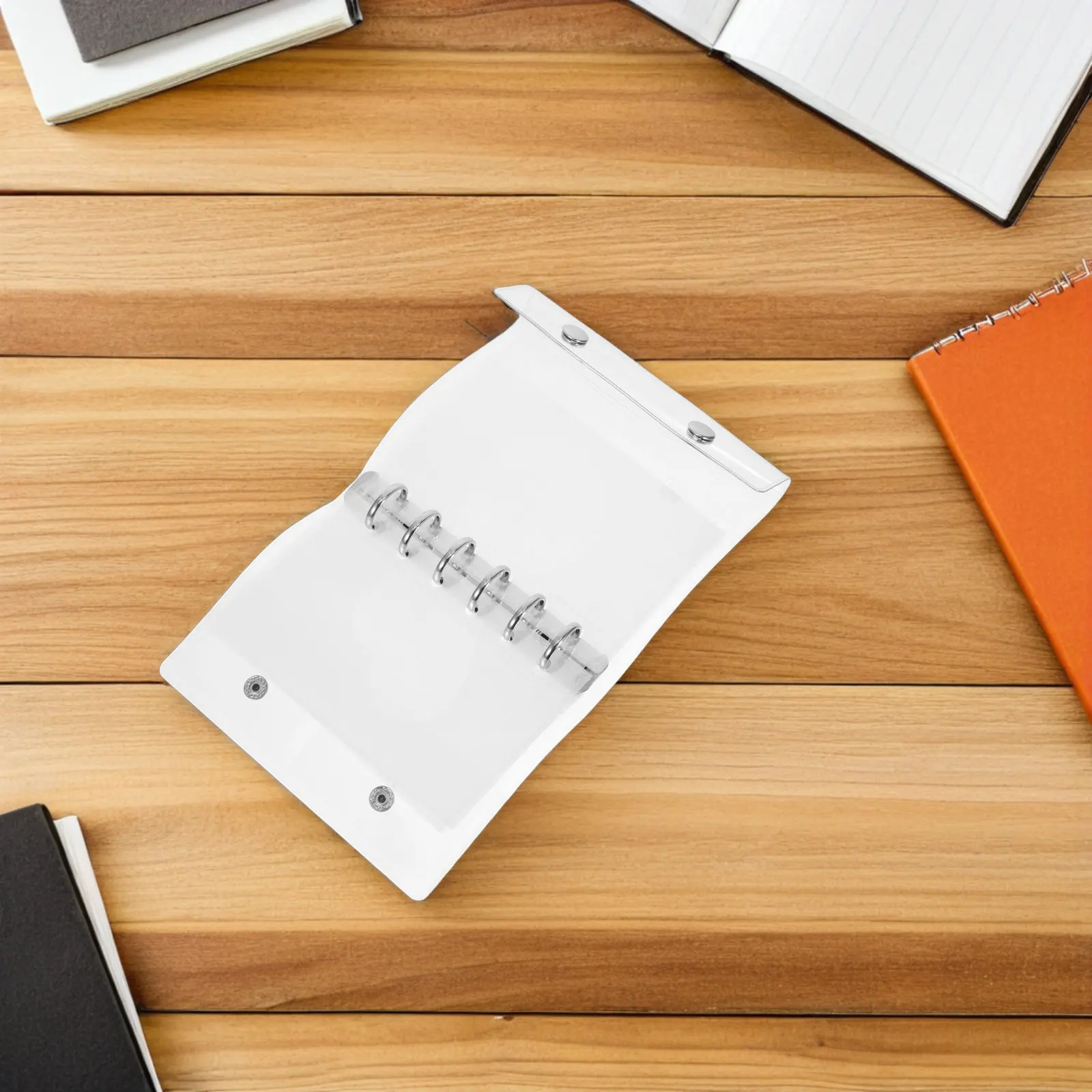 

A7 Soft PVC Binder Cover Clear Transparent 6 Ring Snap Closure Loose Leaf Notebook Cover for Journal Planner Budget Cards Photos