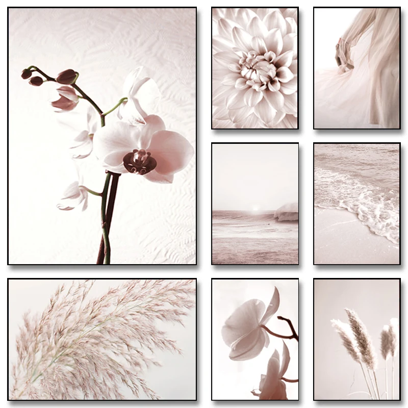 Pink Flowers Natural Landscape Posters and Prints Canvas Painting Hang In The Living Room Wall Art Picture Home Decoration