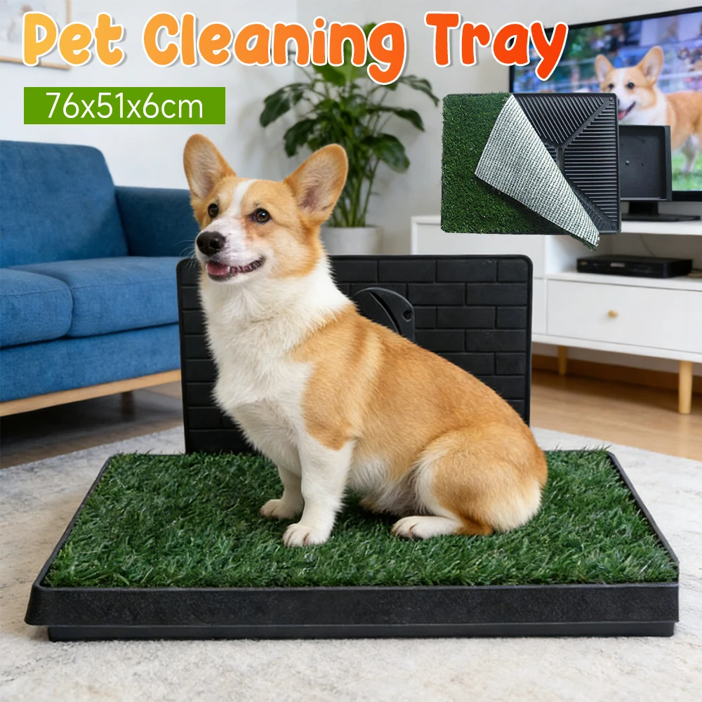 

Крытый коврик для травы для собак на крыльце с большим подносом, 3-слойный коврик для травы с краями системы, многоразовый тренировочный коврик для маленьких и средних собак