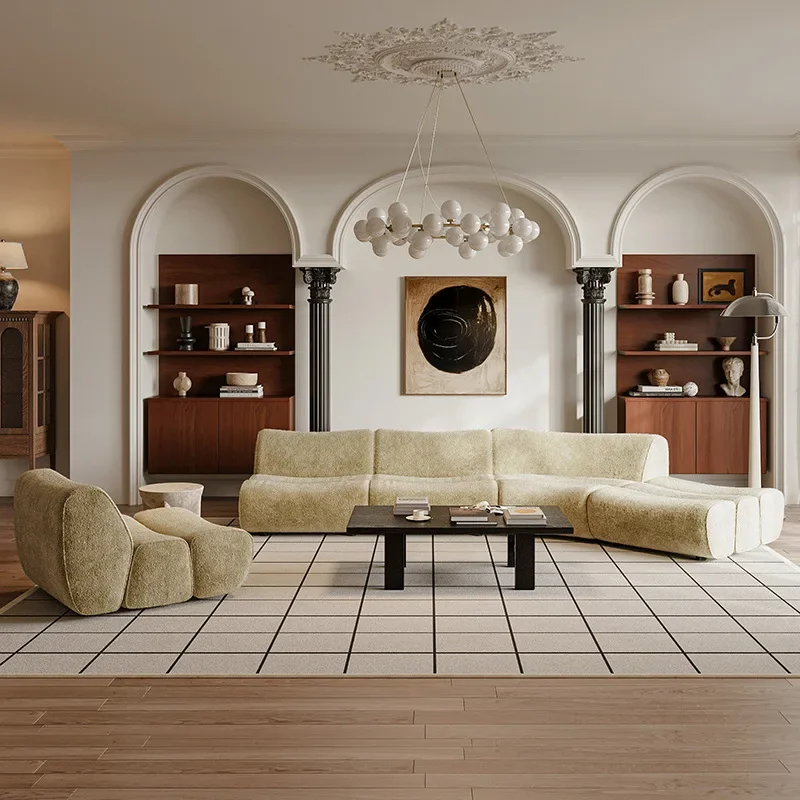 Medieval wabi-sabi sofa French retro creative module sofa single chair living room curved sofa combination