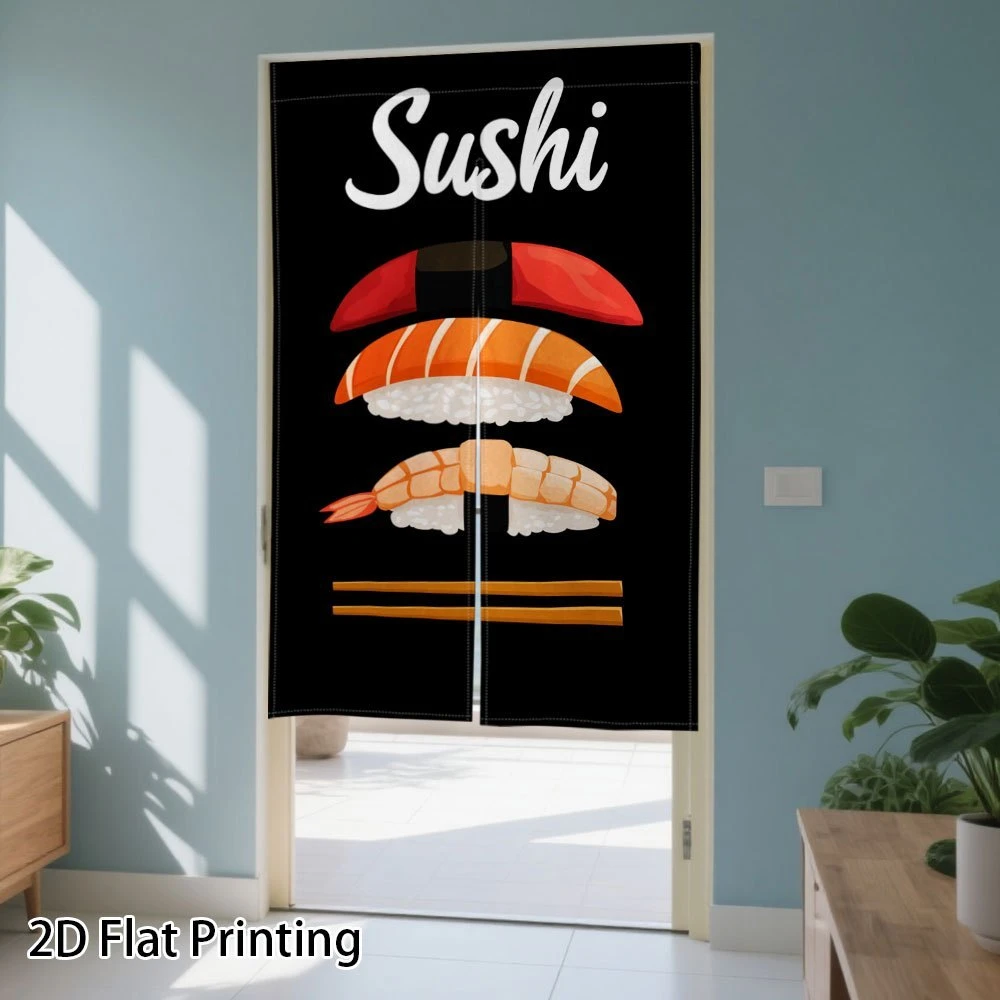 VIKAMA Cartoon Hand-Held Sushi Room Divider Curtain Japanese Style Half Door Curtain, Noren Curtain for Kitchen Bedroom