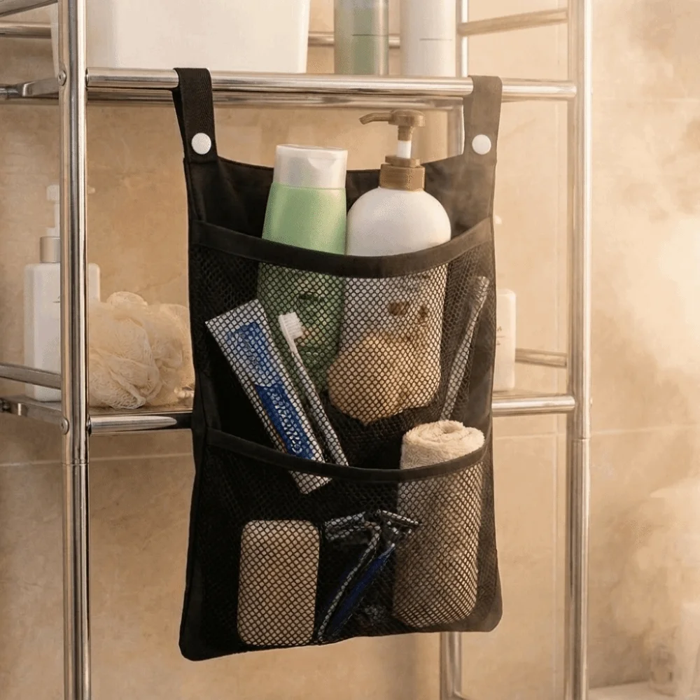 Large Capacity Hanging Storage Bag Lightweight Breathable Baby Crib Hanging Bag Button Fastener Space Saving Bedside Organizer