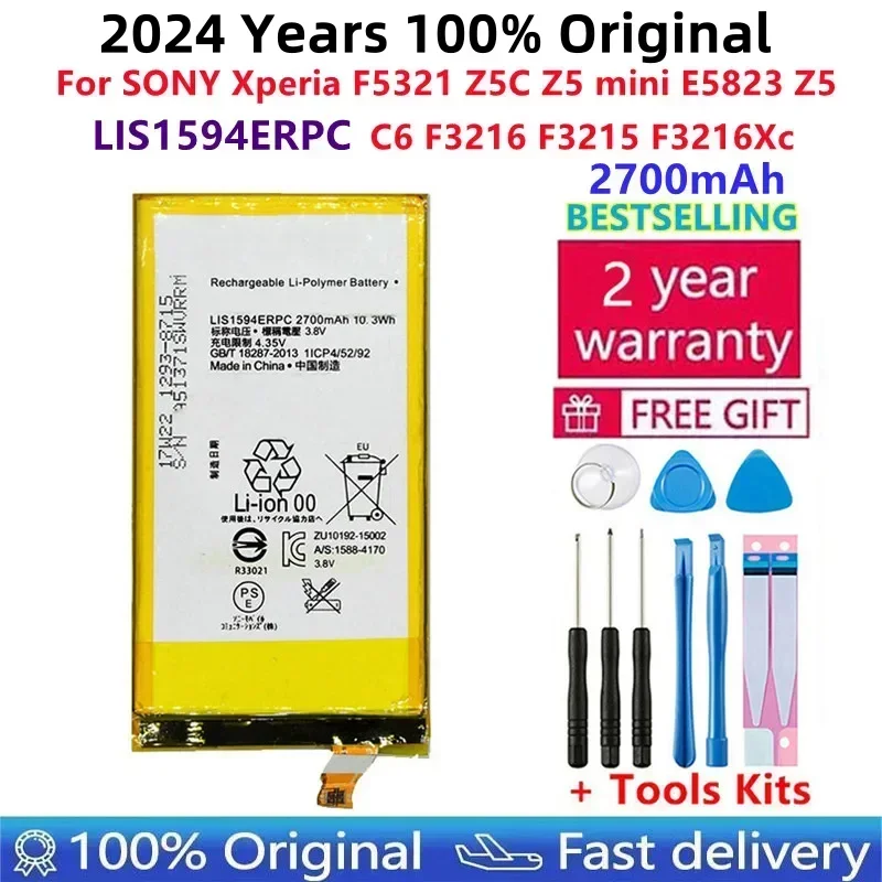 LIS1594ERPC Battery For SONY Xperia F5321 Z5C Z5 Mini E5823 Z5 Compact Genuine C6 F3216 F3215 F3216Xc 2700mAh Batteries