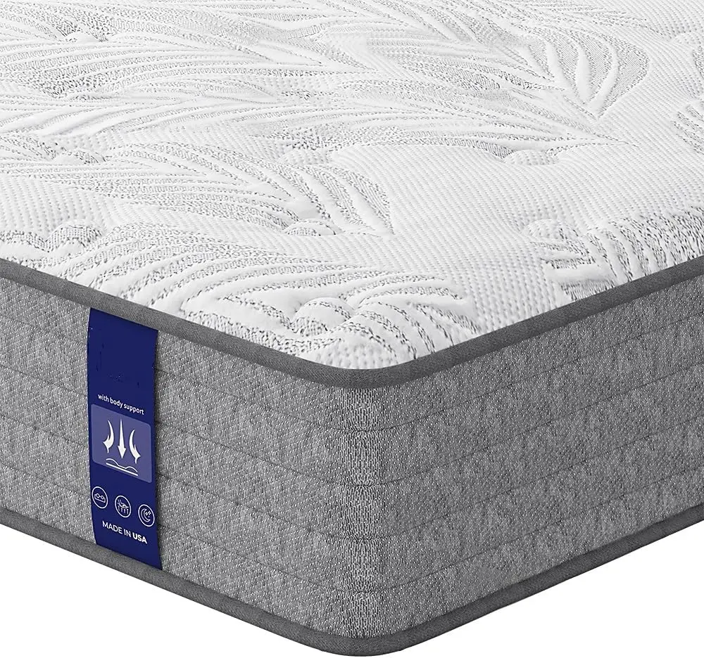 Mattress híbrido da espuma da memória, rainha colchão em uma caixa com isolamento do movimento, apoio forte da borda, pressão, tamanho, 12"