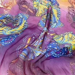 Breathable Lightweight Soft Feeling Material Great Quality Butterfly Flower Printing Design Silk Georgette Fabric for Girl Dress