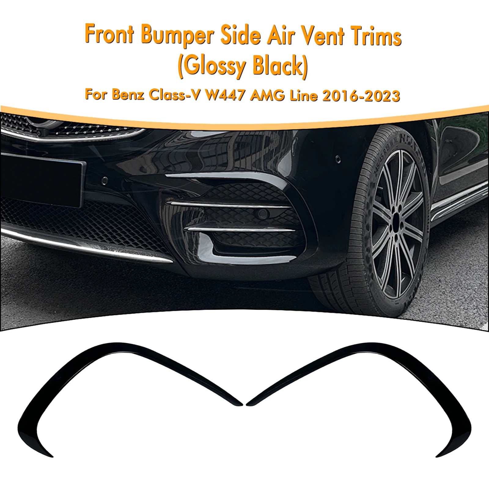 

2 шт. передний бампер, боковой спойлер, крышка Canard, накладка, вентиляционное отверстие, сплиттер для Mercedes Benz V Class W447 AMG Line 2016-2023