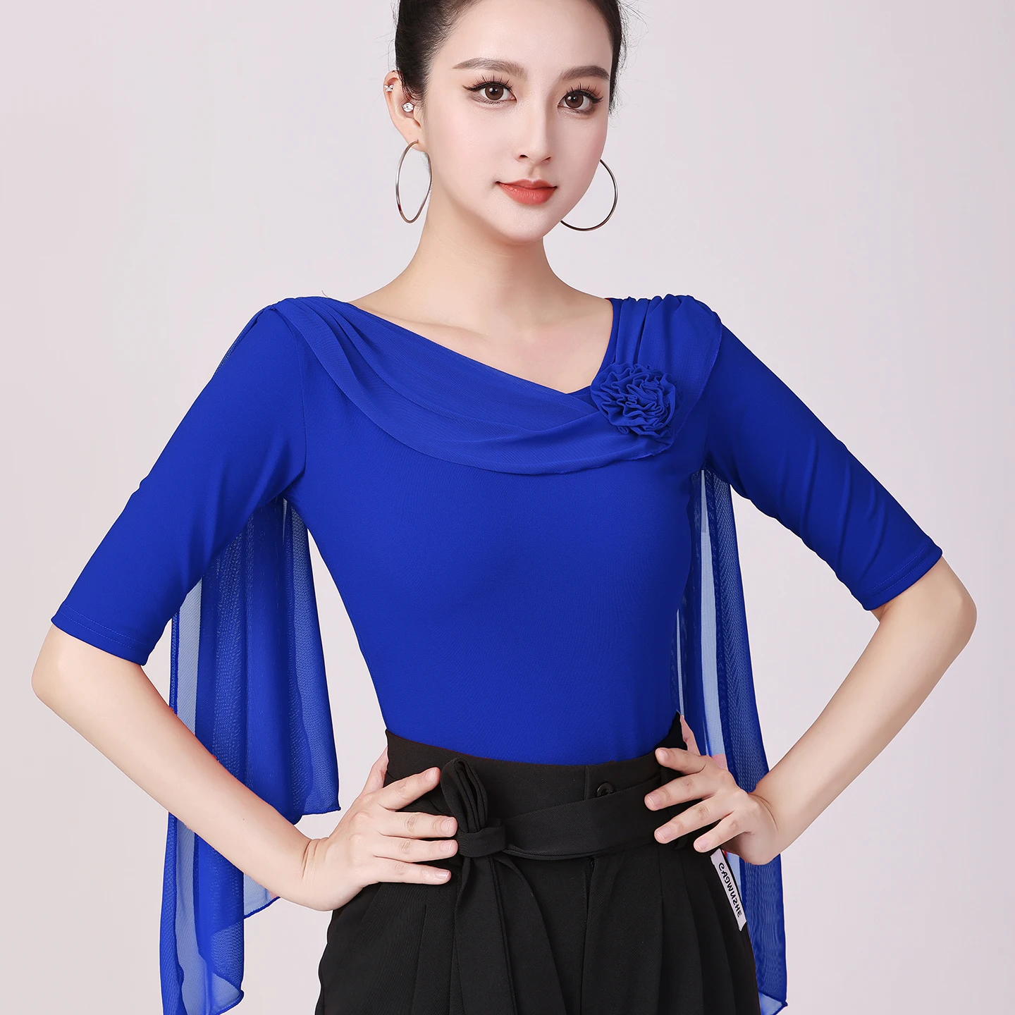 

Профессиональная одежда для современных танцев, топы со средними рукавами для женщин и взрослых, летняя новая одежда для бальных танцев, латинских танцев