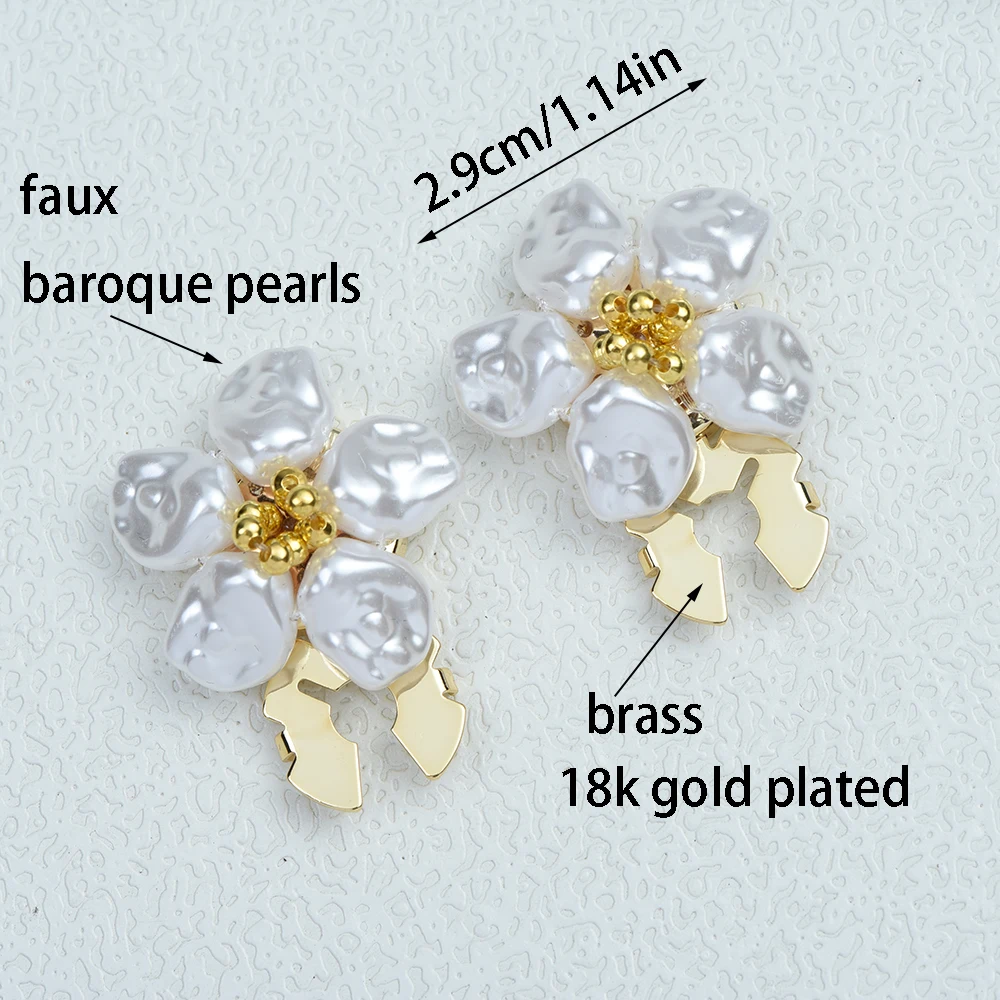 ICEYY-Ensemble de couvre-boutons en perles baroques irrégulières, boutons de manchette à fleurs tissés à la main, épingles à boutons, chemise décorative, 2 pièces