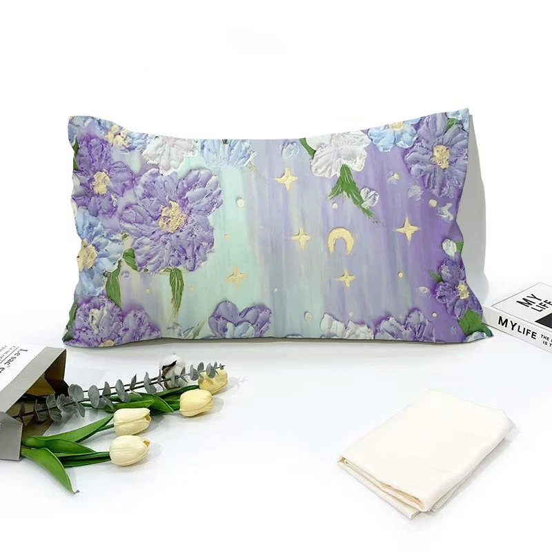 

Наволочка с цветочным рисунком со звездами и луной - Фиолетовый и синий чехол для подушки для спальни, гостиной, дивана