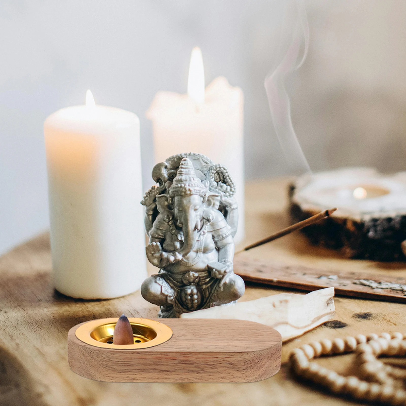 

Wooden Incense Burner Natural Texture Decorative Piece for Living Room Bedroom Office Table Centerpiece Home Decor