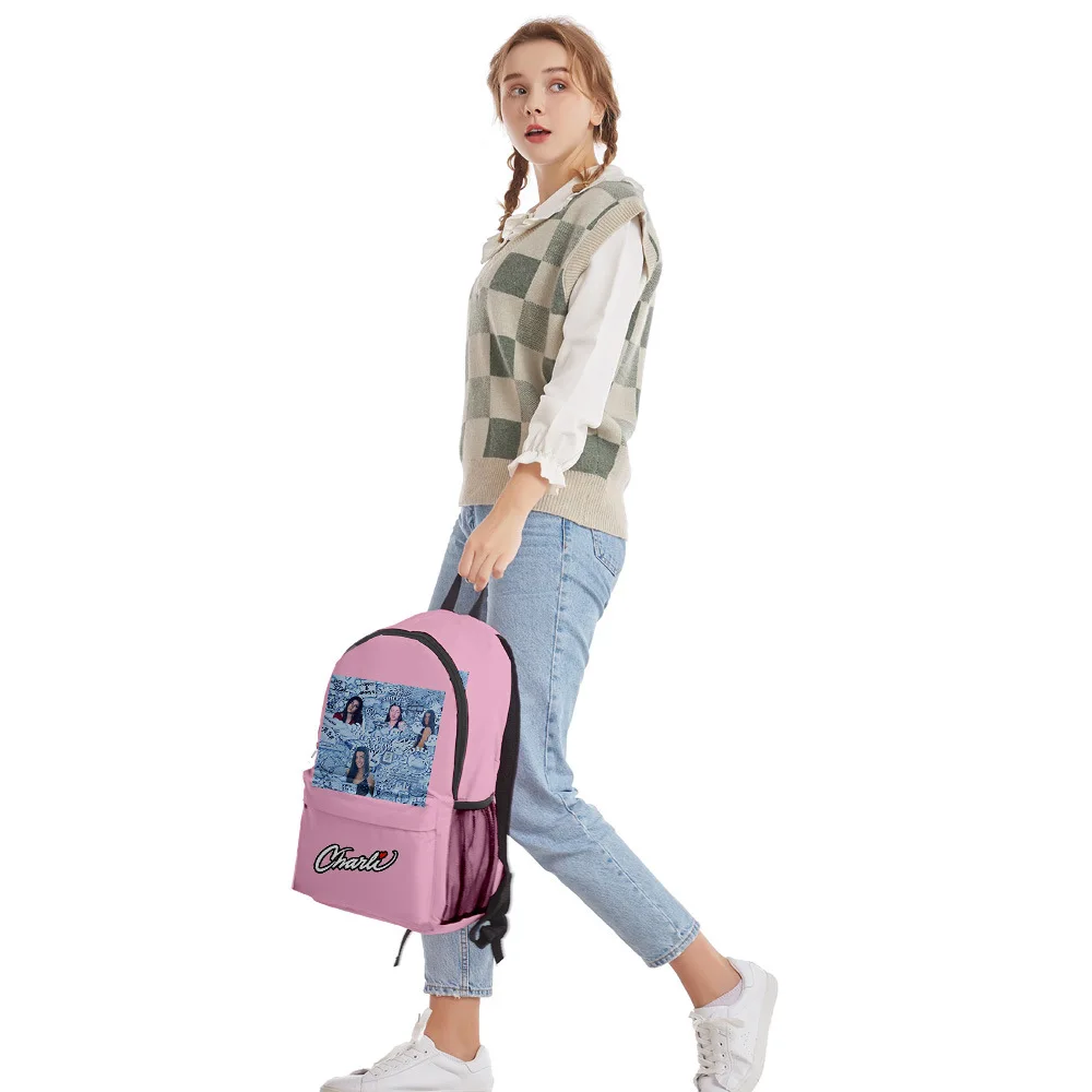 Trendy Popular Charli DAmelio pupil Bookbag Notebook Backpacks 3D Print Oxford Waterproof Boys/Girls Travel Backpacks