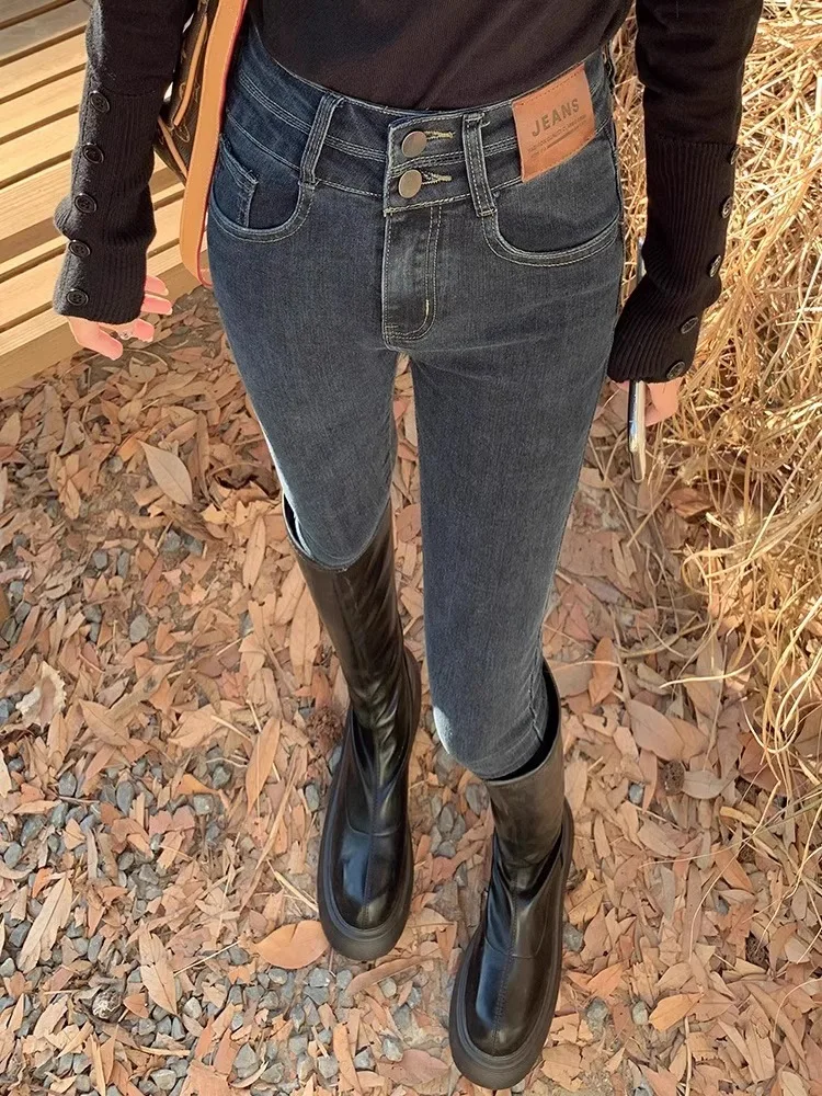 High Waist Stretchy Design Slim Fit Women's Jeans Bootcut Tummy Control Booty Enhancing Cotton Stretch Denim Spring Autumn
