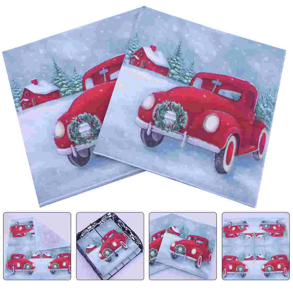 100 Pcs Paper Napkin Christmas Themed Napkins Supply Printing Disposable Exquisite Design Premium Quality for