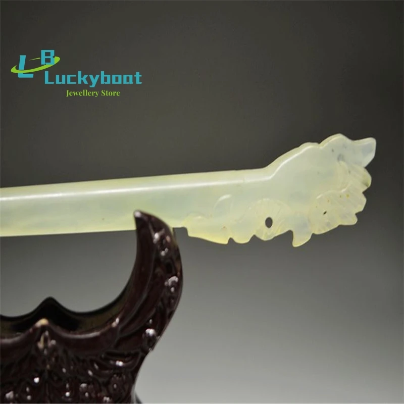 FINE HAND HOLLOW OUT CARVED CHINESE HETIAN JADE PHOENIX HAIRPIN