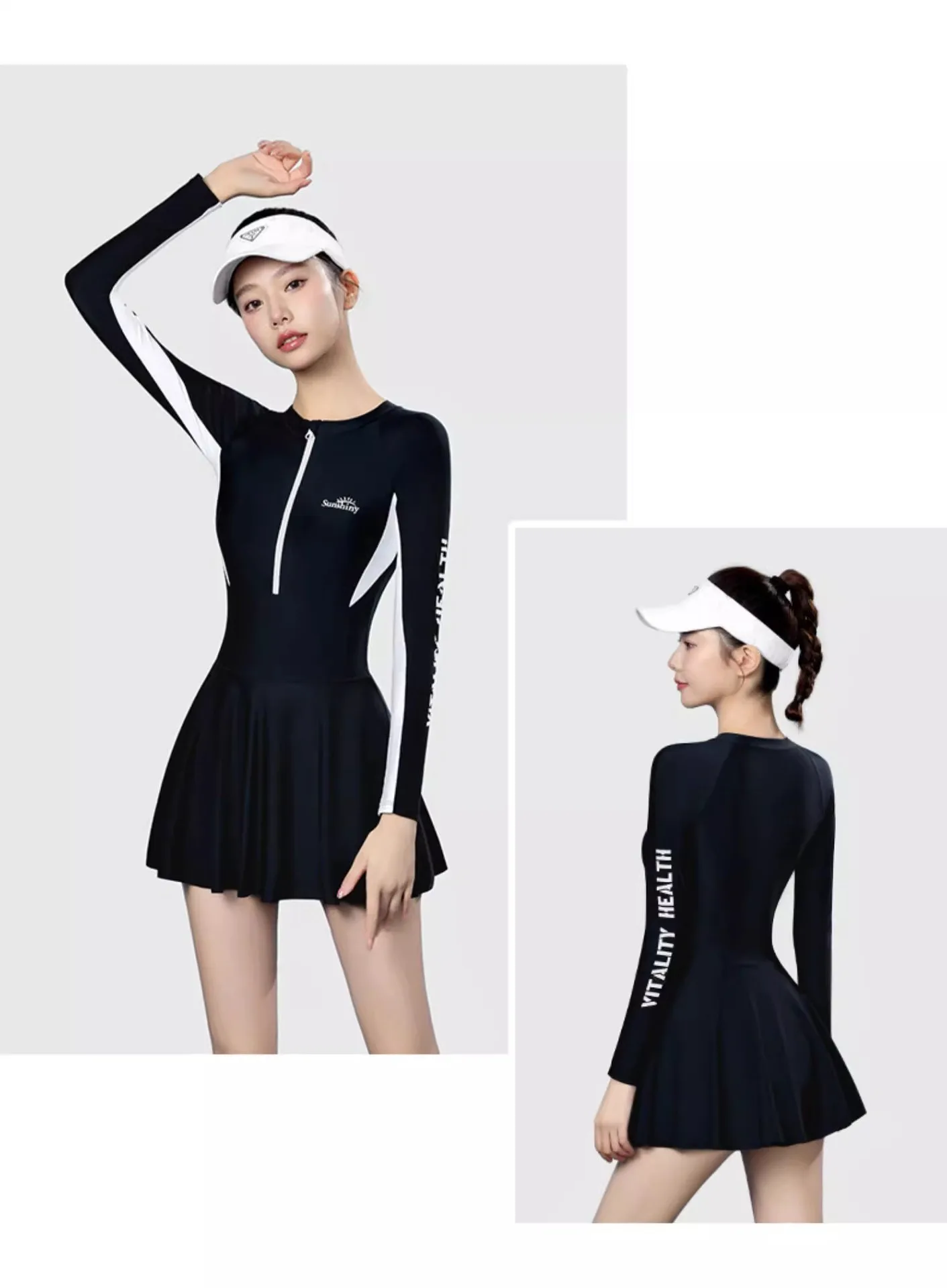 Women Full Body WaterProof Atheltic Surfing Beach SwimWear Sexy Long Sleeve Quick-Drying Front Zipper Bathing Push Up SwimSuit