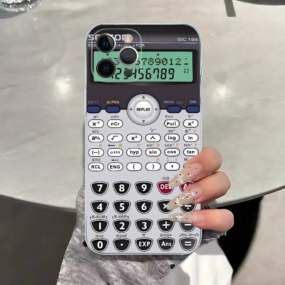 Funny Stylish Calculator Pattern Transparent Phone Case for iPhone 17 Air 16 Pro Max 15 14 13 12 11Plus Shockproof Cover