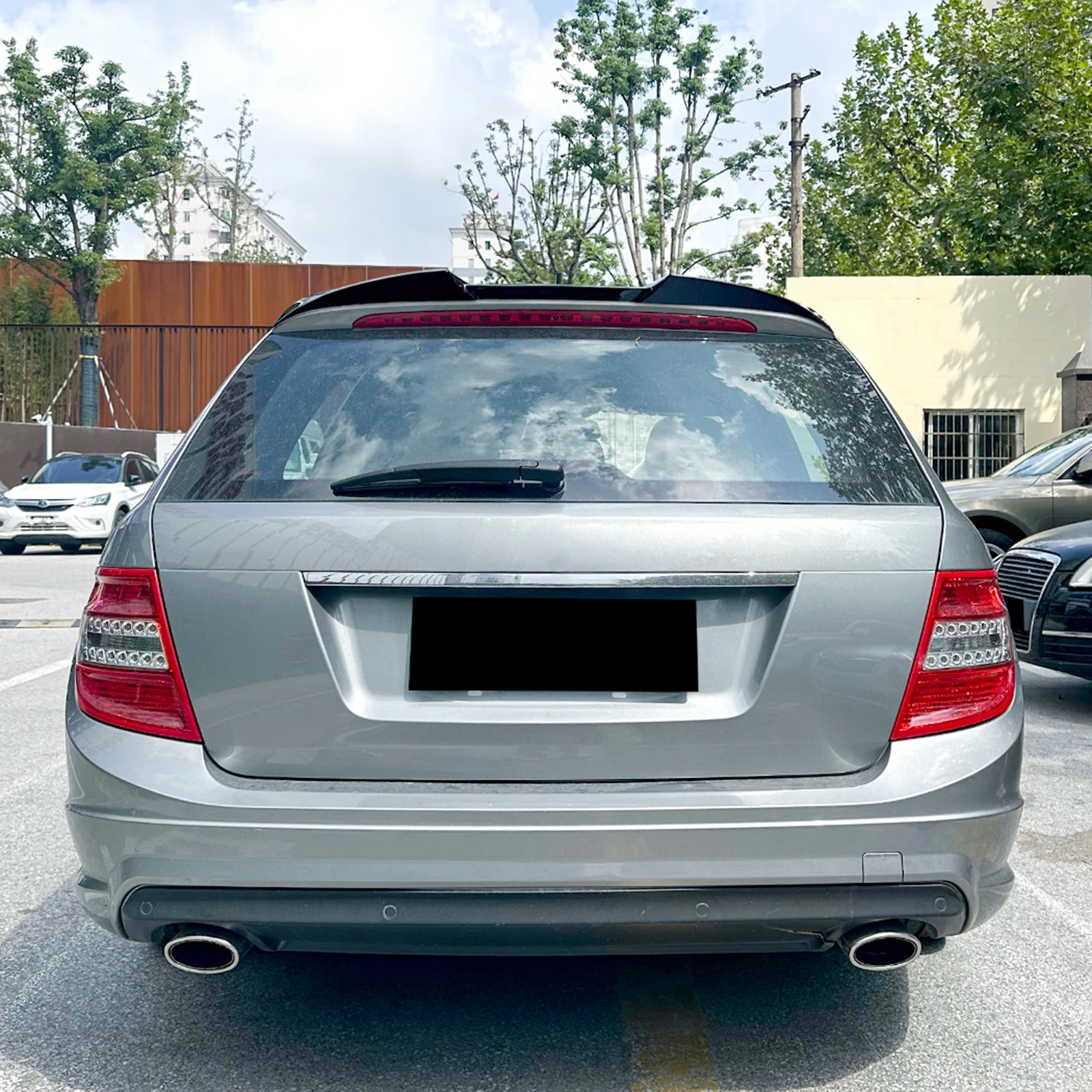 

Для Mercedes-Benz C-класса Wagon S204 2008-2014: спойлер-сплиттер на крышку багажника, глянцевый черный/под карбон, верхний спойлер-антикрыло