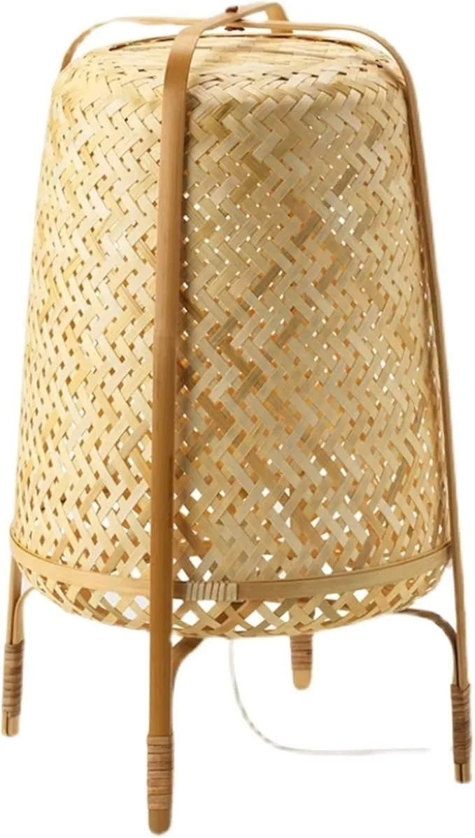 

High-quality rural bamboo table lamp indoor hand-woven chandelier with touch control AC power bulb