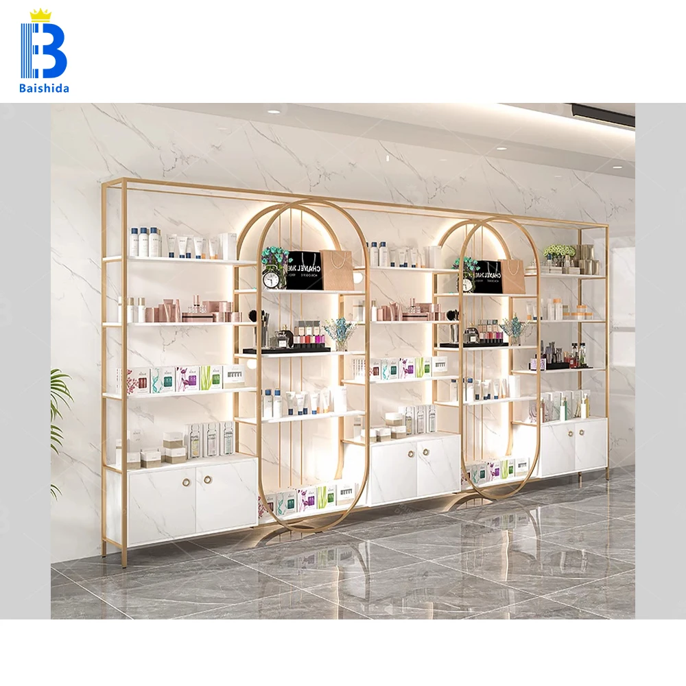 Custom.Skin Care Store Display Rack Salon Store Display Cabinet Custom Shopping Mall Furniture Window Design