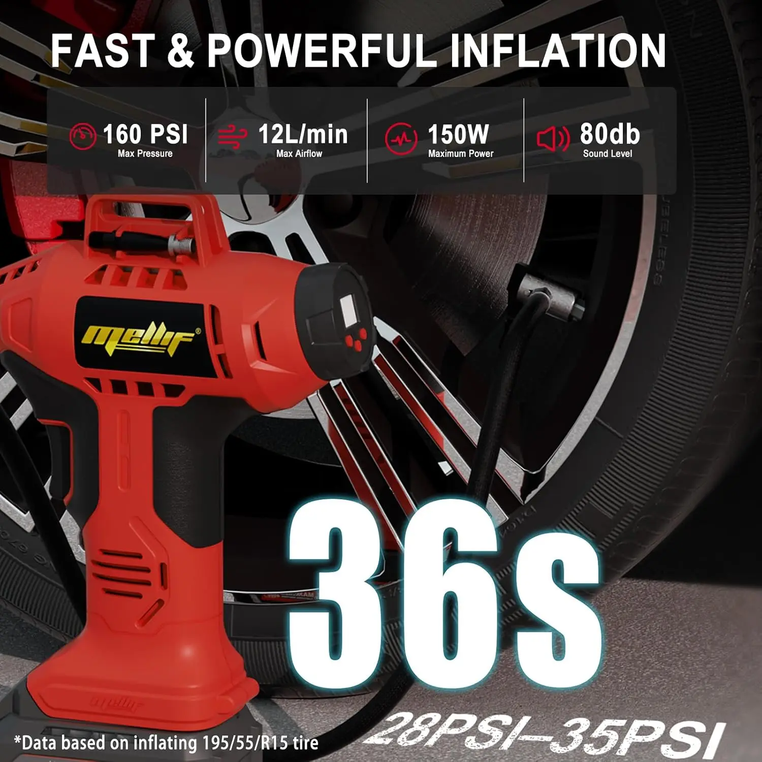 Cordless Tire Inflator Compatible with Milwaukee 18V Battery Portable Air Compressor with LCD Digital for Car Bikes (Tool Only)