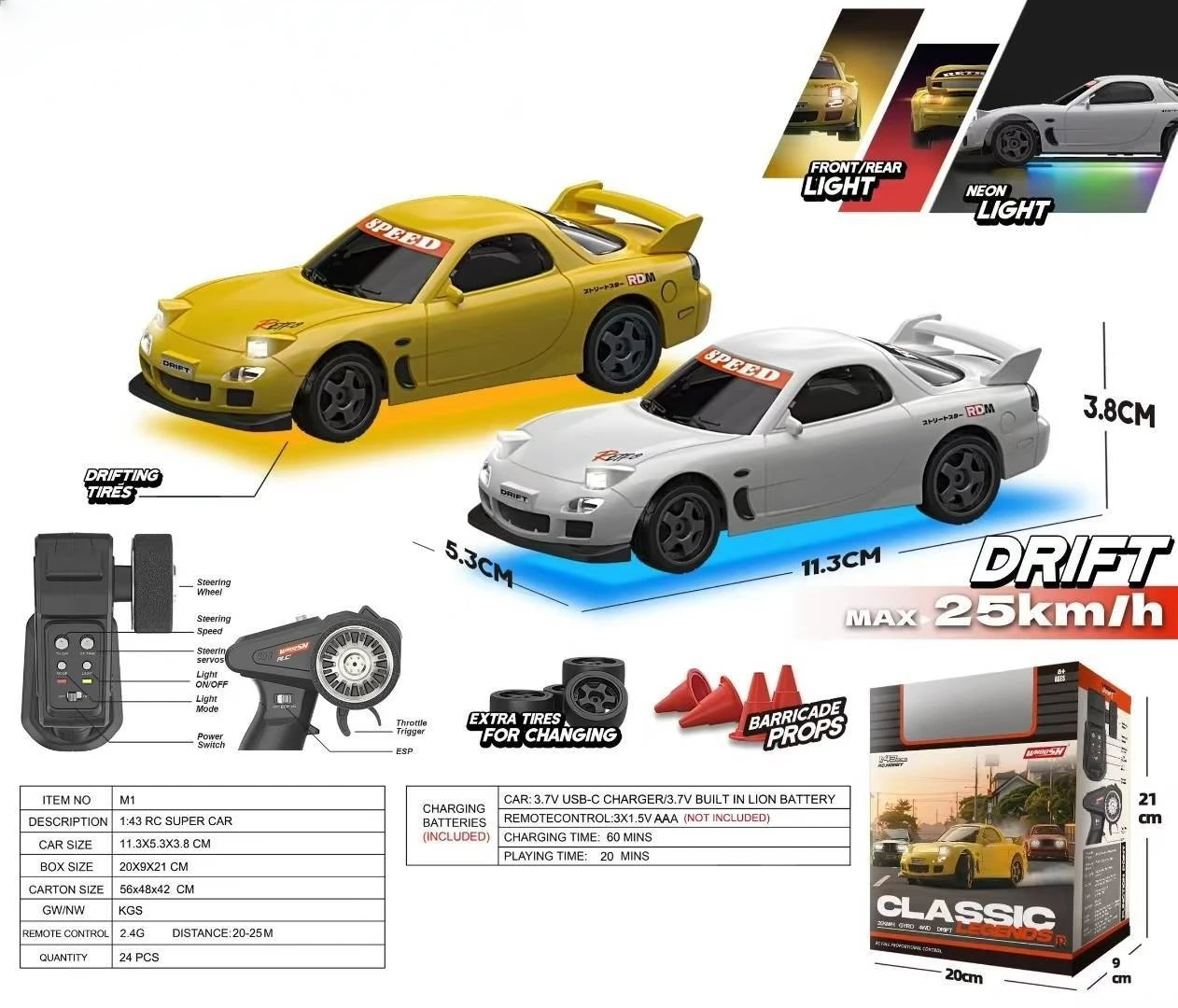 Nouveau 1/43 Mini voiture Rc télécommande de bureau haute vitesse dérive voiture de course modèles ornements jouets classiques cadeau 2.4g Simulation