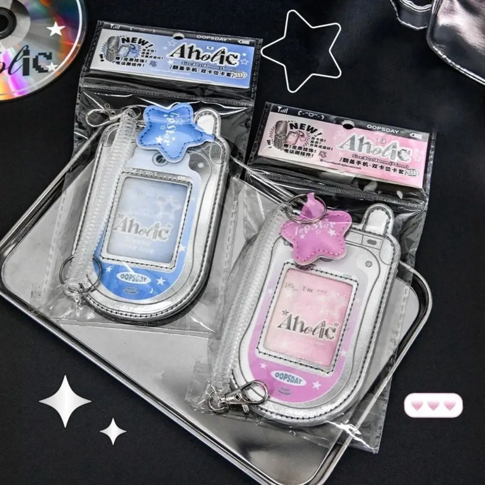 PU Leather Idol Photocard Holder Y2K Mini Phone Mobile Phone Photocard Frame Unique Personality Idol Card Display Protector Gift