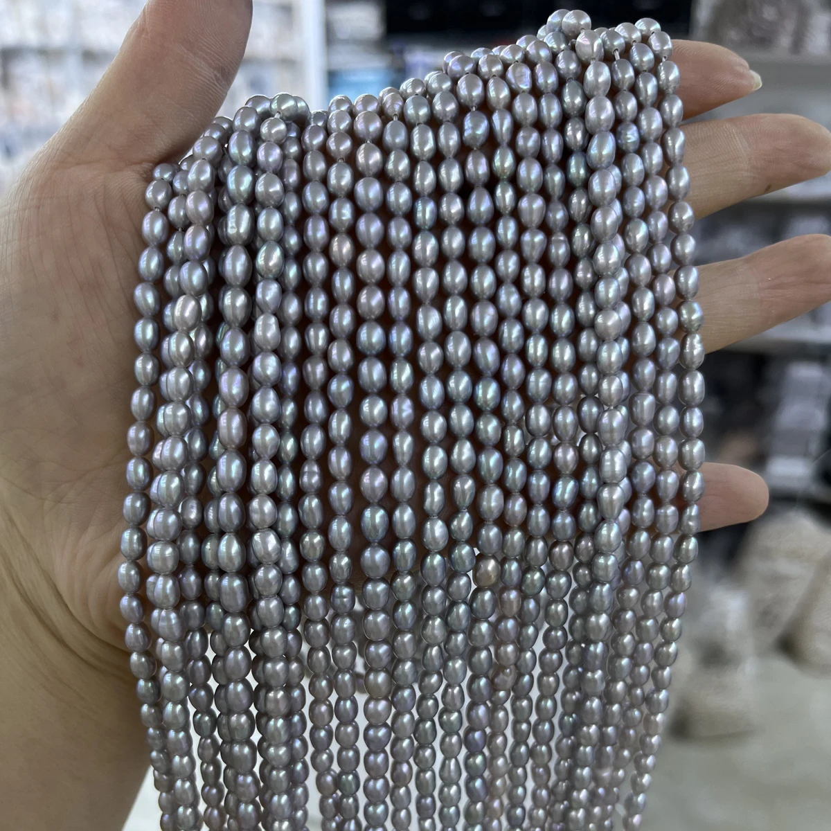 

AAA 4-5mm High-quality Natural Freshwater Pearls Irradiated Gray Rice-shape Beads for Jewelry Making Necklace Bracelet Accessory