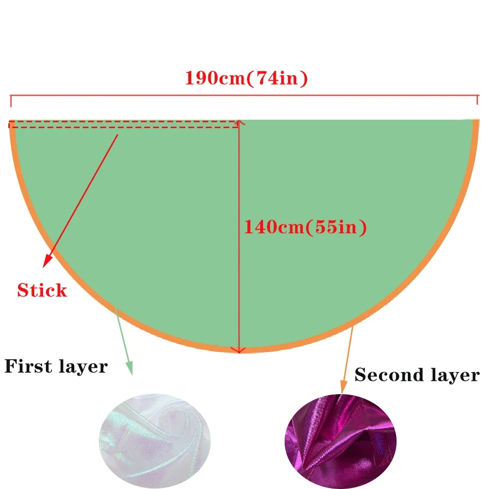 Double-layer Flag Belly Dance Dance Props Church Performance Costumes 190x140cm Praise Flag Multi-color with Telescopic Stick