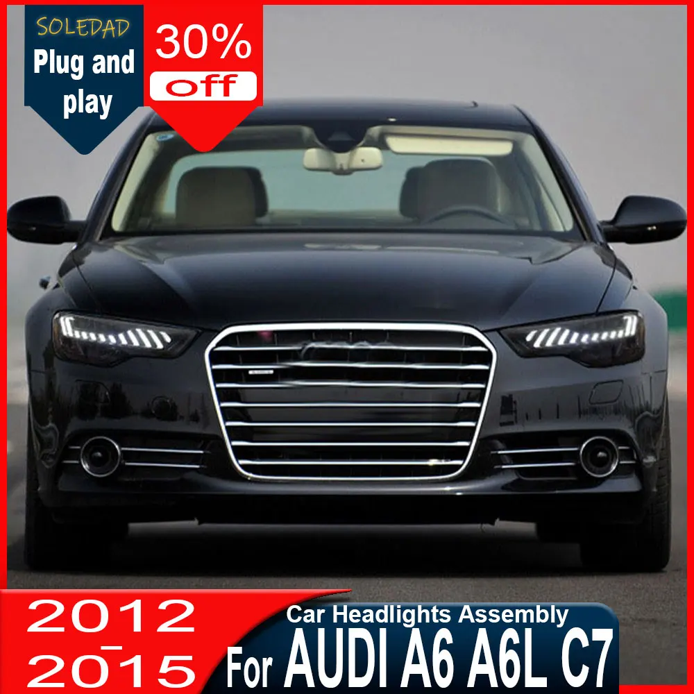 Car Headlights For Audi A6 2012 2013 2014 2015 A6L C7 Modified Front LED DRL Headlamp Assembly Car Accessories Plug And Play