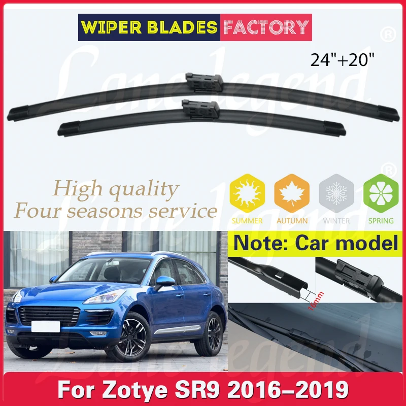 

Car Wiper For Zotye SR9 2016 2017 2018 2019 Front Wiper Blades Windshield Windscreen Clean Window Car Rain Brushes 24"+20"