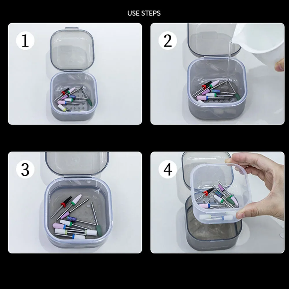 Pudełko do dezynfekcji i przechowywania frezów do paznokci 8 cm, przenośne, z filtrem, do manicure.