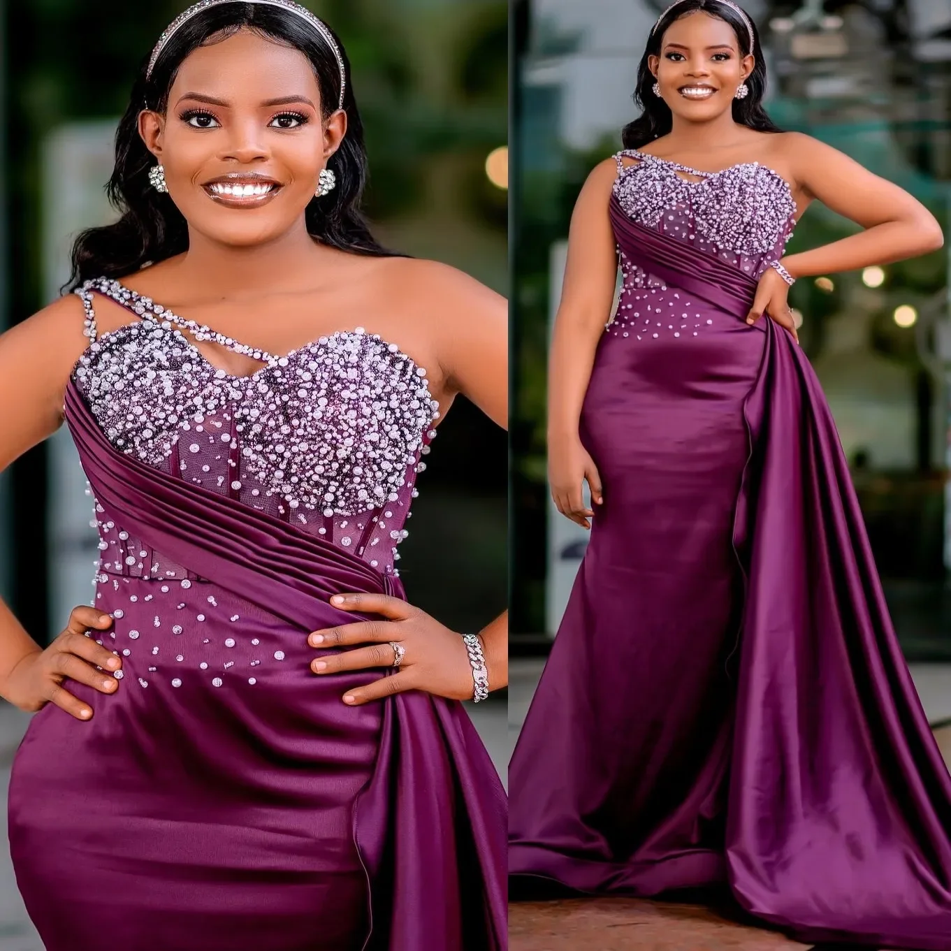 

Customized Luxury Mermaid Beaded Cocktail Ball Dress Sweetheart Bareback Sexy Party Celebrity Special Occasion Evening Dress