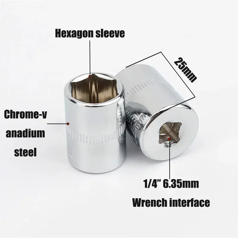 Imagem -05 - Hex Conjunto de Soquete Adaptador Aço Cromo-vanádio Chave de Soquete Profunda Cabeça Manga para Chave Catraca Reparação Automática Ferramenta Manual 1pc