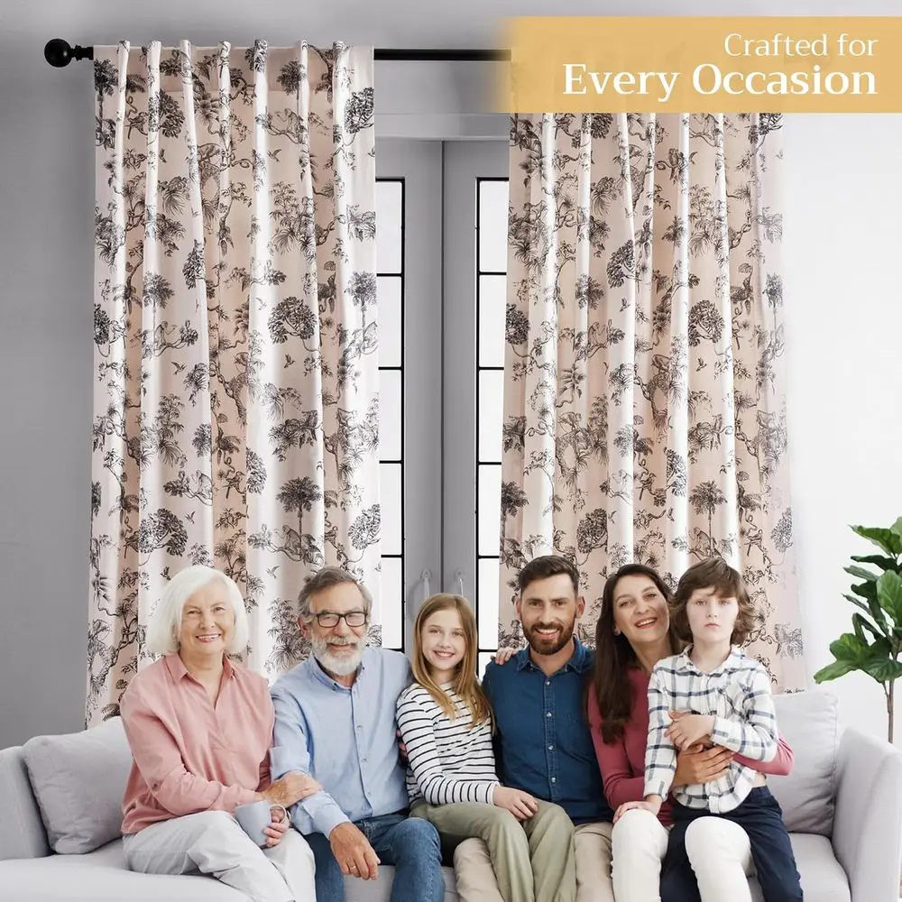 لوحة ستارة تويلي 50 × 108 من القطن 100% مع جيوب قضيب لنوافذ غرفة المعيشة (رمادي بونوبو) #5