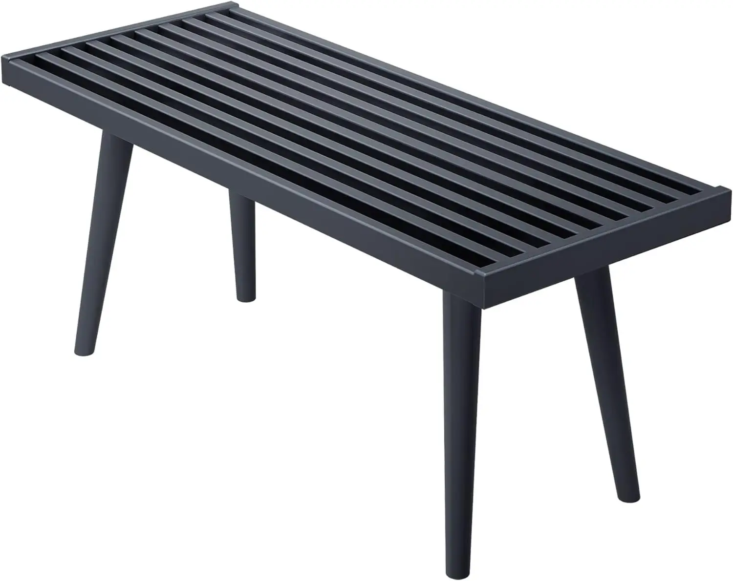 

Entryway Bench, Wooden End of Bed Bench for Bedroom, Mid-Century Modern Square Bench for Hallway, Living Room, 41.25", Black