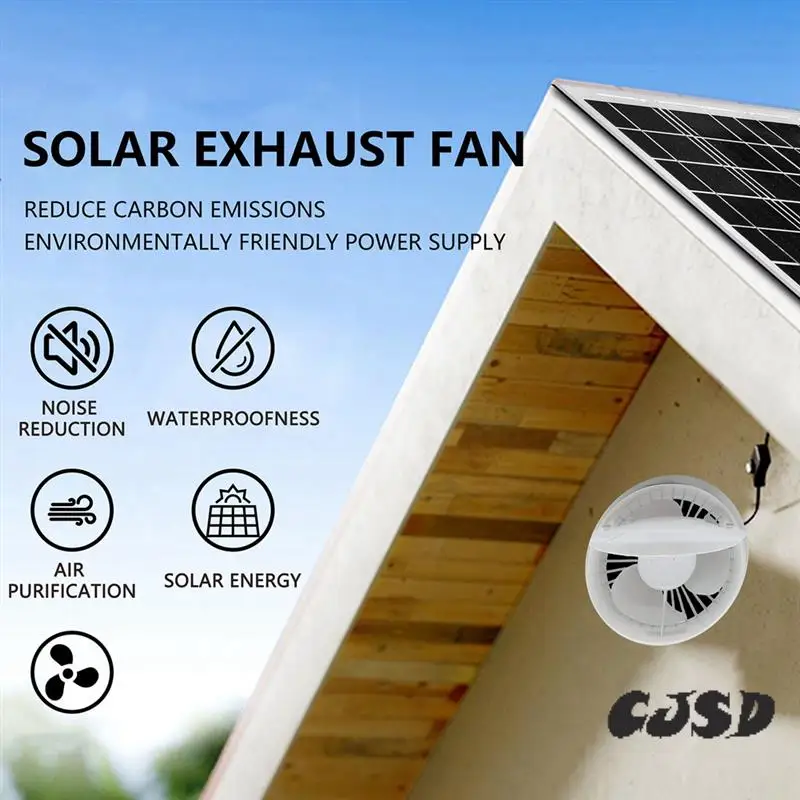 CJSD-Ventilation 6-Inch High-Speed Solar Silent Fan With 8W Panel Shed Solar Exhaust Fan For Chicken Coops,Greenhouses,Sheds B