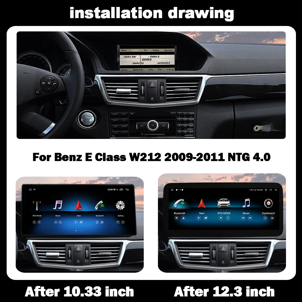 สําหรับ Mercedes Benz E Class W212 2009 - 2015 NTG 4.0/4.5 ระบบรถวิทยุมัลติมีเดีย GPS นําทาง CarPlay Android Auto