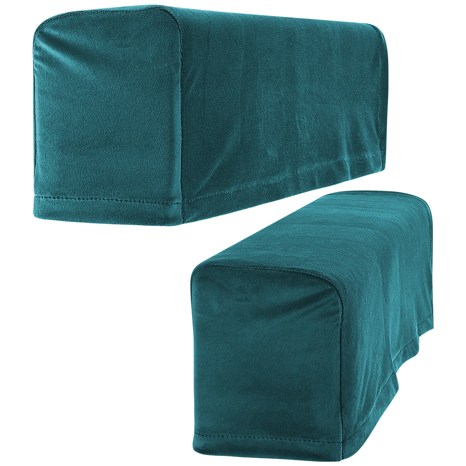 

2Pcs Universal Sofa Armrest Cover Elastic Protector Premium Fabric Office Home Shop Use Solid Color Blue
