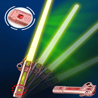 Retractable Lightsaber Finger Rotating Laser Sword Flash Luminous Soundfont Force RGB LightSaber Cosplay Battle Toy for Children
